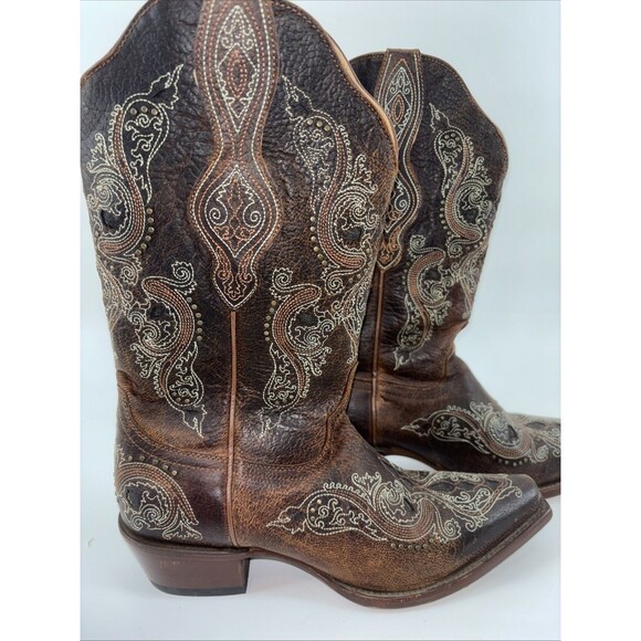 Shyanne Isabelle Inlay Stud Western Boot Brown Womens Size 8.5 - Picture 2 of 16
